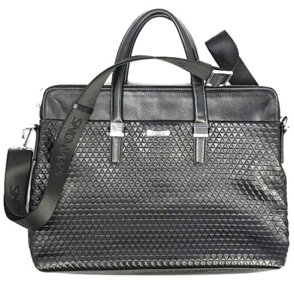 Sammons Medici Slim Black Leather Laptop Briefcase